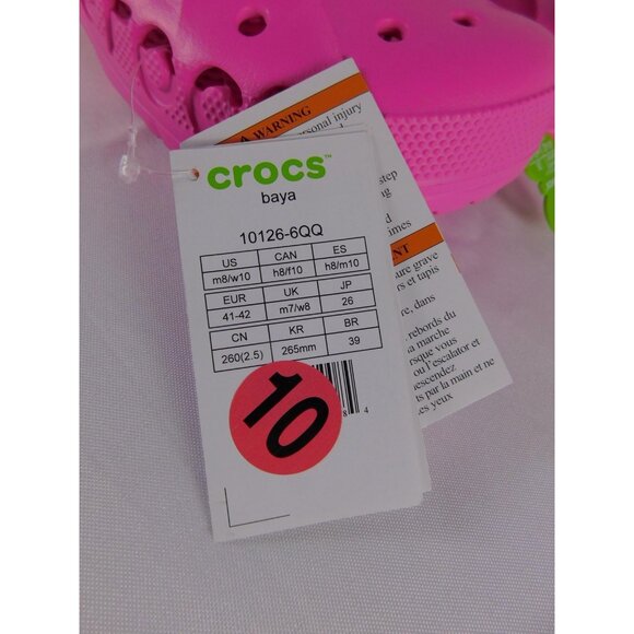 Crocs Baya Womens Size 10 Pink Clog Slip On Sandal Lightweight Comfort Shoes - Picture 6 of 7